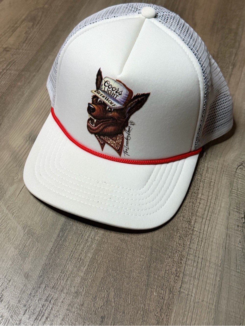The Laundry Room White Mesh Coors Light Beer Wolf Trucker Hat O/S